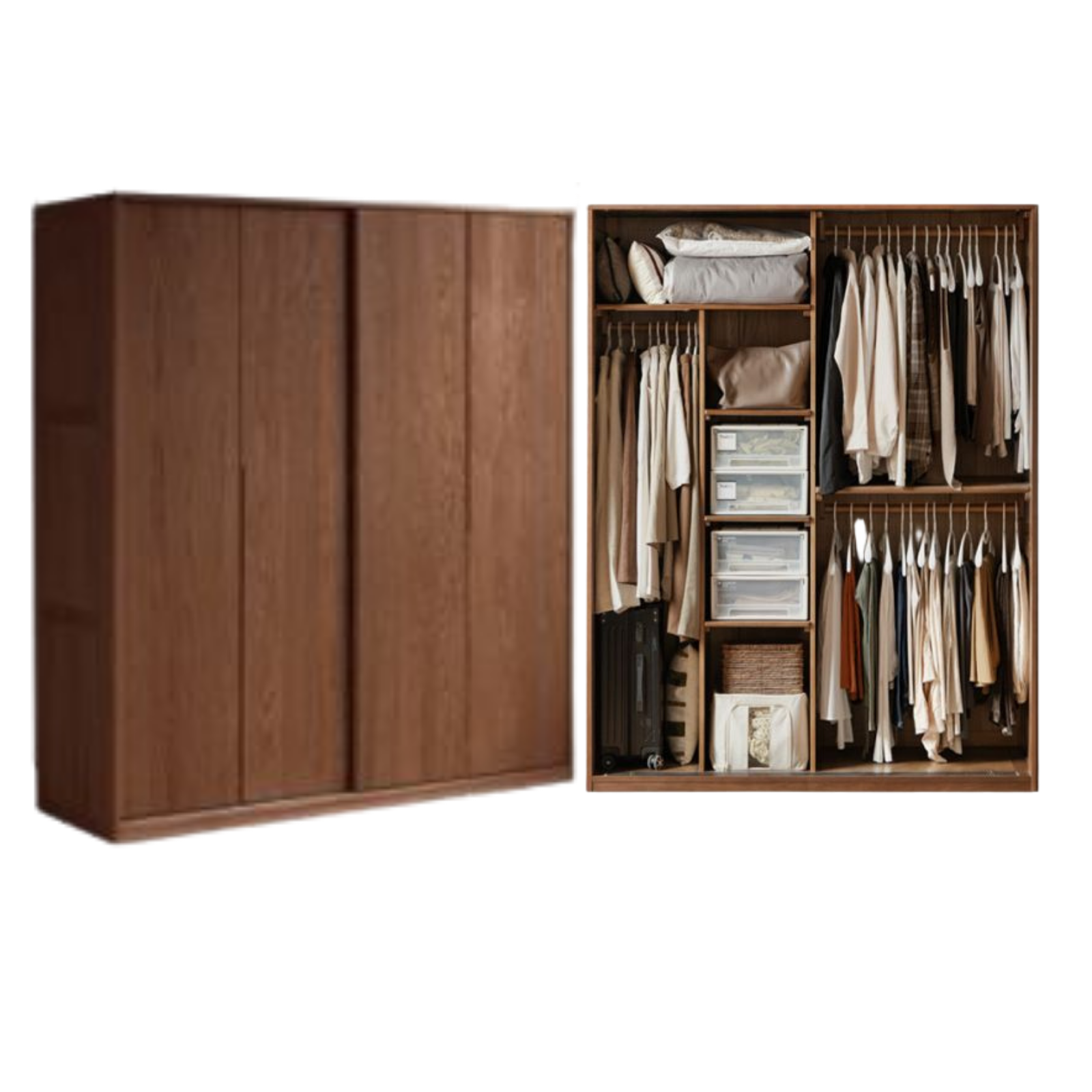 Oak Solid Wood Modern Style Wardrobe