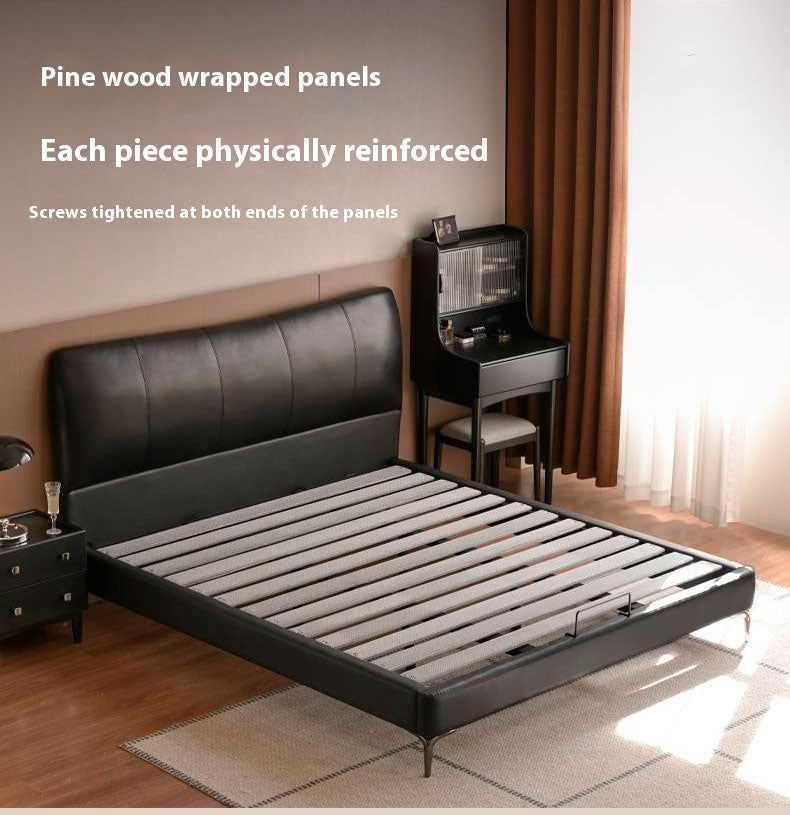 Genuine Leather Italian Light Luxury Bed