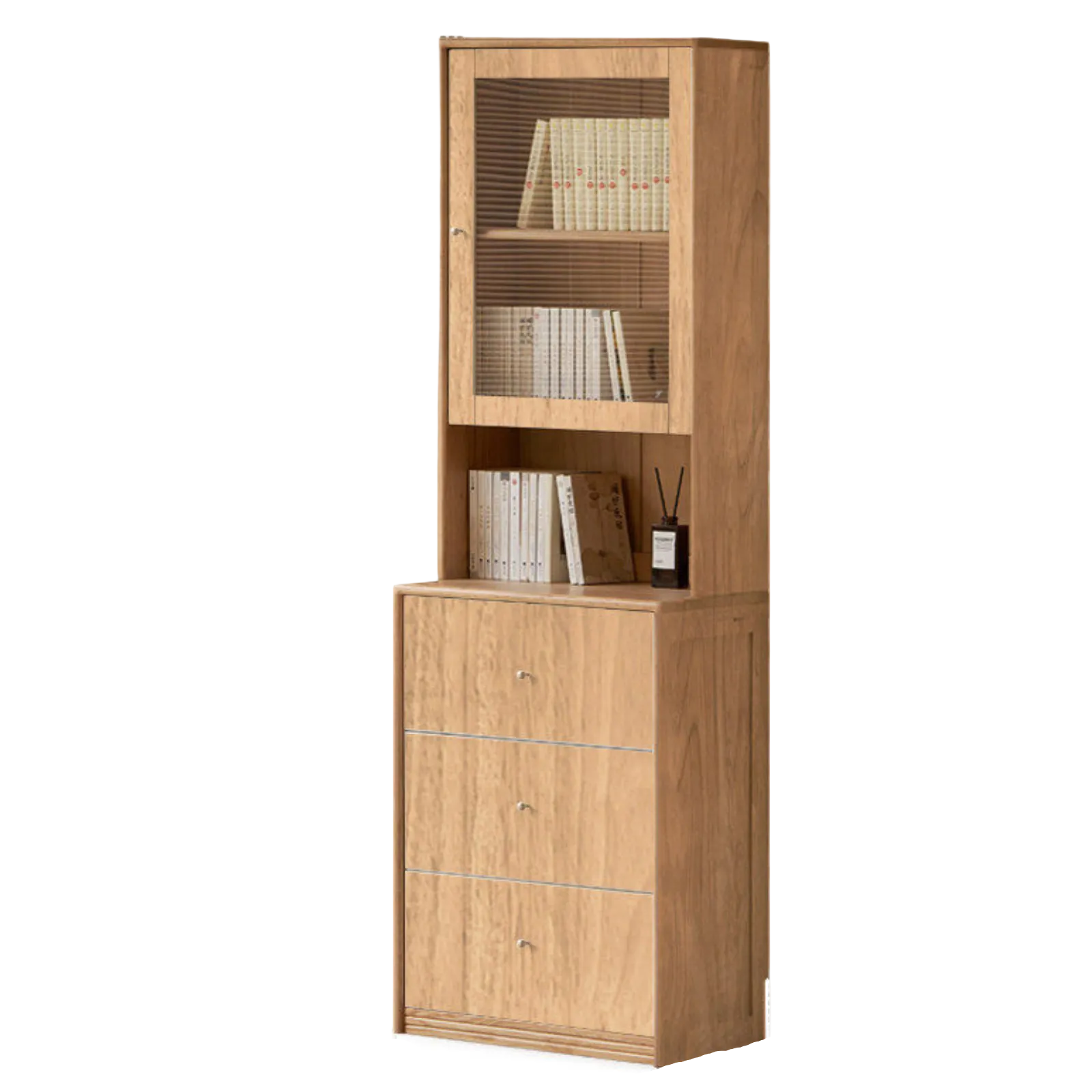 Oak Solid Wood, Solid Rubberwood Combination Bookcase