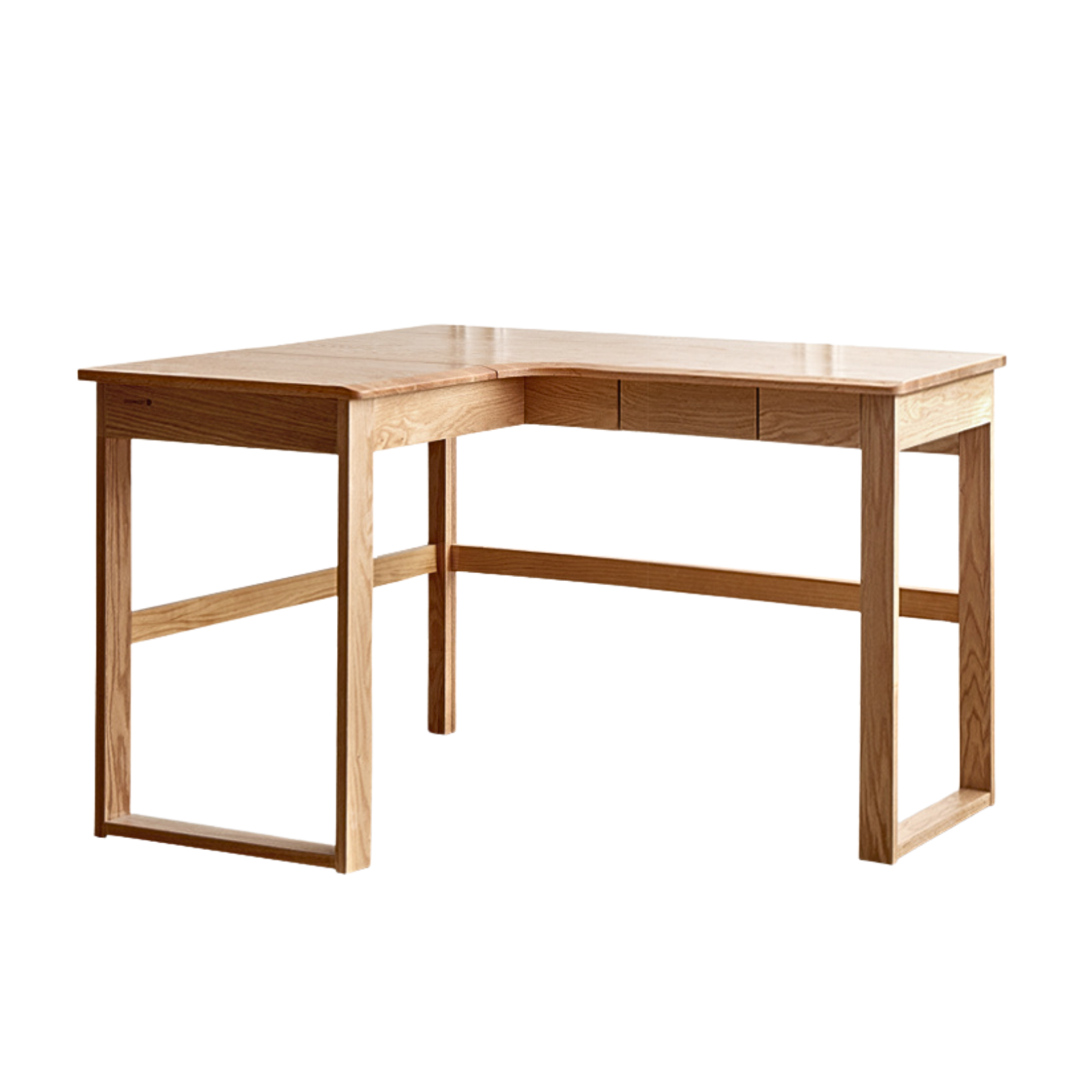 Oak Solid Wood L-shaped Corner Office Desk