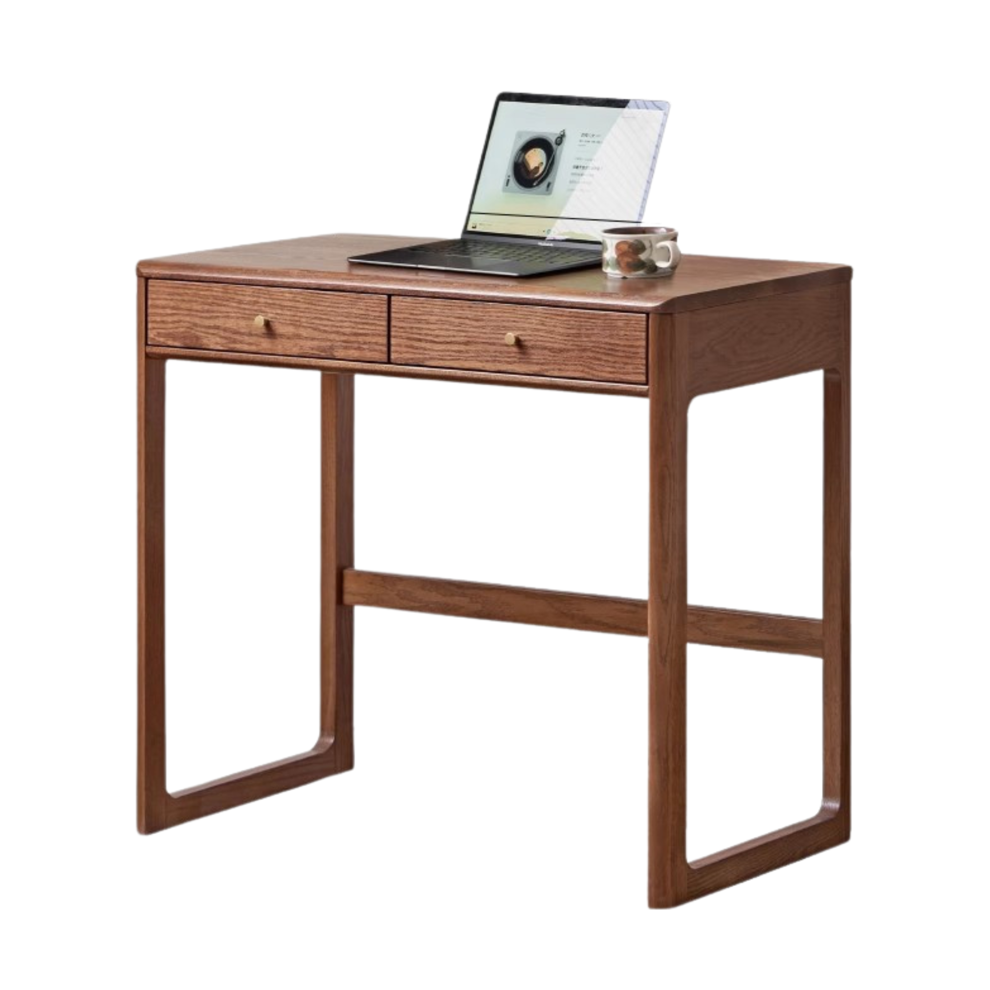 Oak solid wood small office desk Walnut color-