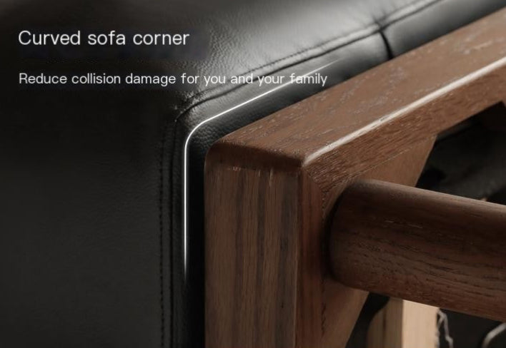 Oak Solid Wood Genuine Leather Sofa