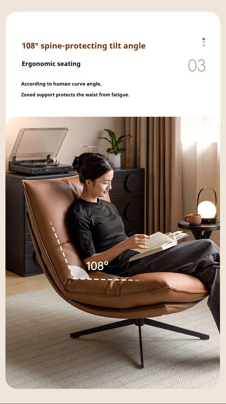 Italian Modern Swivel Lounge Chair with Upholstered Cushion eco leather