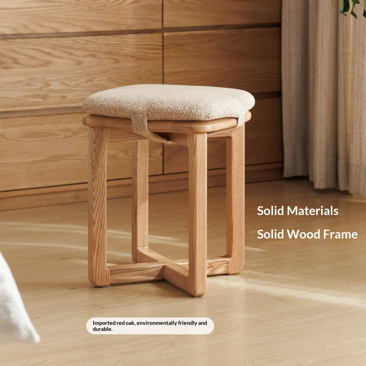 Oak Solid Wood, Rubberwood Solid Modern Simple Makeup Stool
