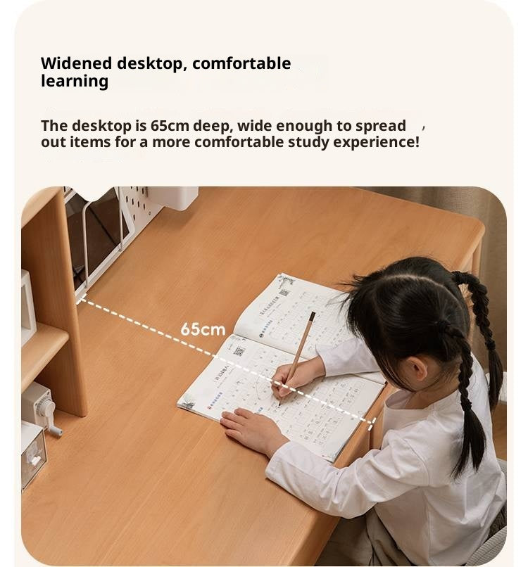 Beech Solid Wood Bookshelf Integrated Сhildren's Learning Desk