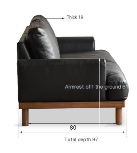 Oak Solid Wood Genuine Leather Sofa