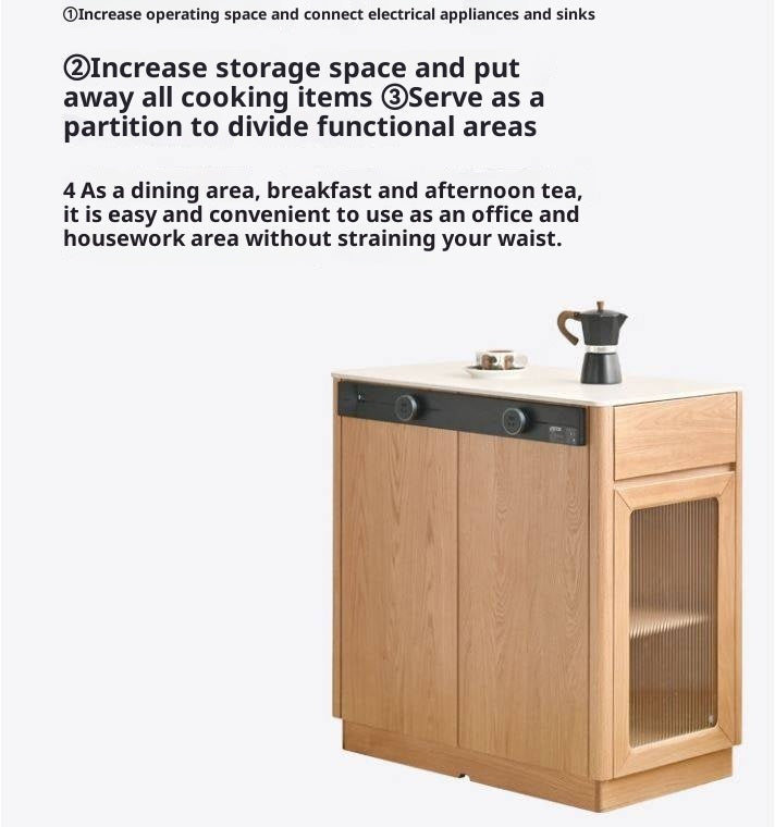 Oak, Beech Solid Wood Modern Rock Plate Island Table