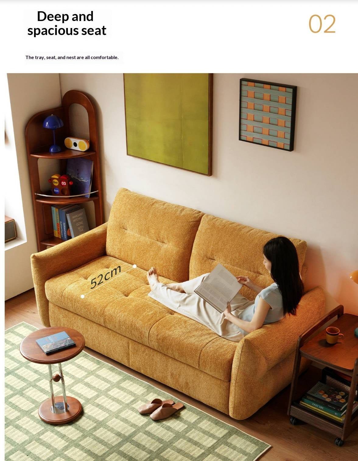 Chenille Sleeper Sofa with Pull-Out Bed Extension