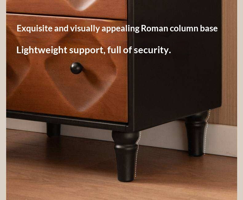 Solid RubberWood Nightstand Mid Century Two-Drawer Storage Cabinet