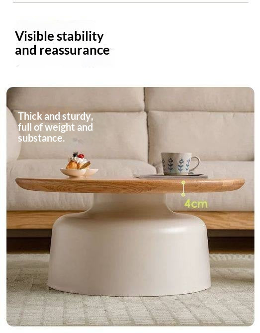 Oak Solid Wood, Solid RubberWood Round Nesting Coffee Tables, Modern Cream Style