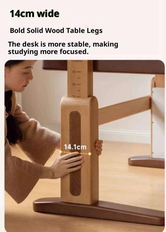 Beech Solid Wood Adjustable Height-Adjustable Study Desk