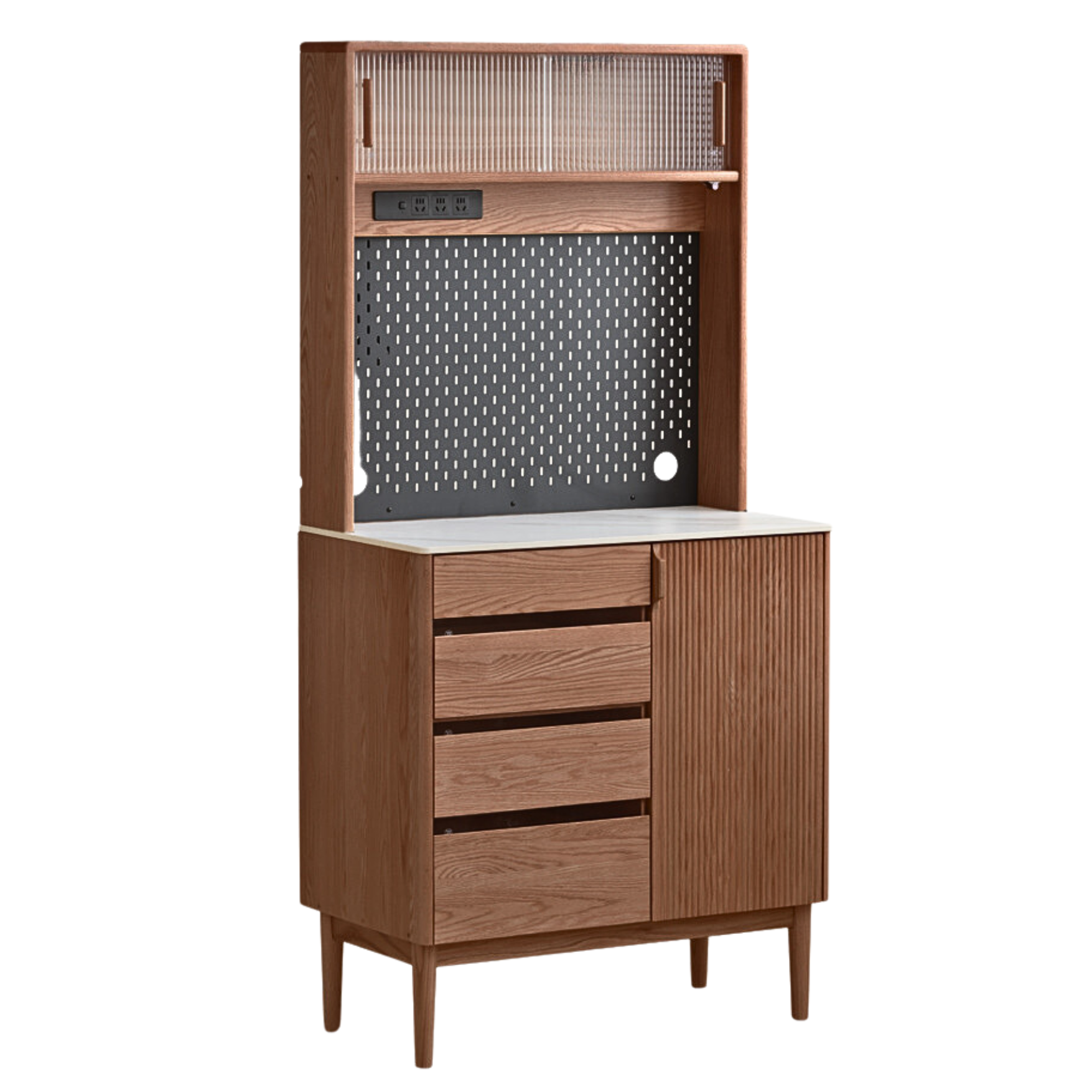 Oak solid wood modern rock board side high tea cabinet Buffet: