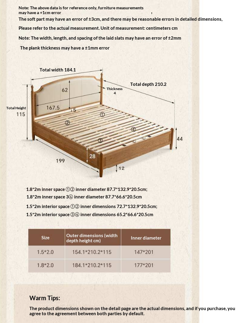Cherry Solid Wood Box Bed with French Country Arched Upholstered Headboard and Spindle Posts