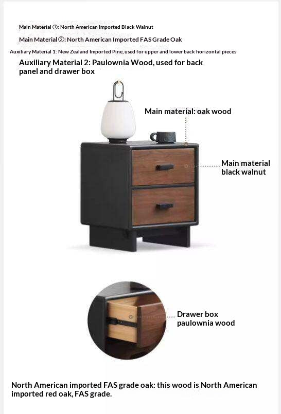 Black Walnut Solid Wood Nightstand.