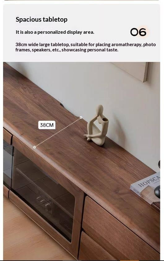 Black Walnut, Sandalwood, Ash Solid Wood Floor TV Cabinet.