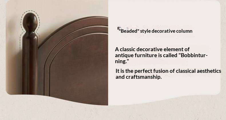 Poplar Solid Wood Bed with French Retro Style and Large Off-the-Floor Box Design