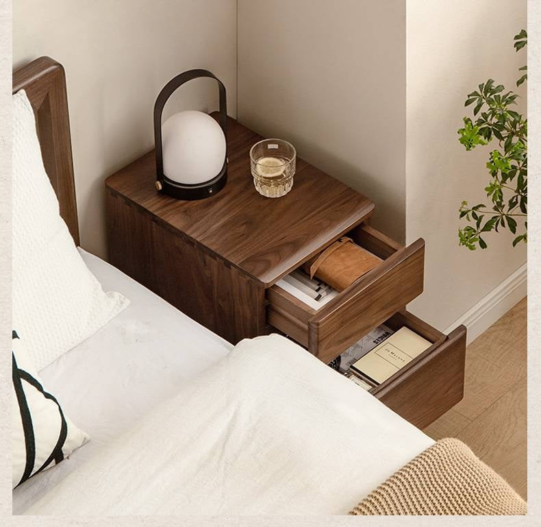 Black Walnut, Ash Solid Wood Storage Nightstand