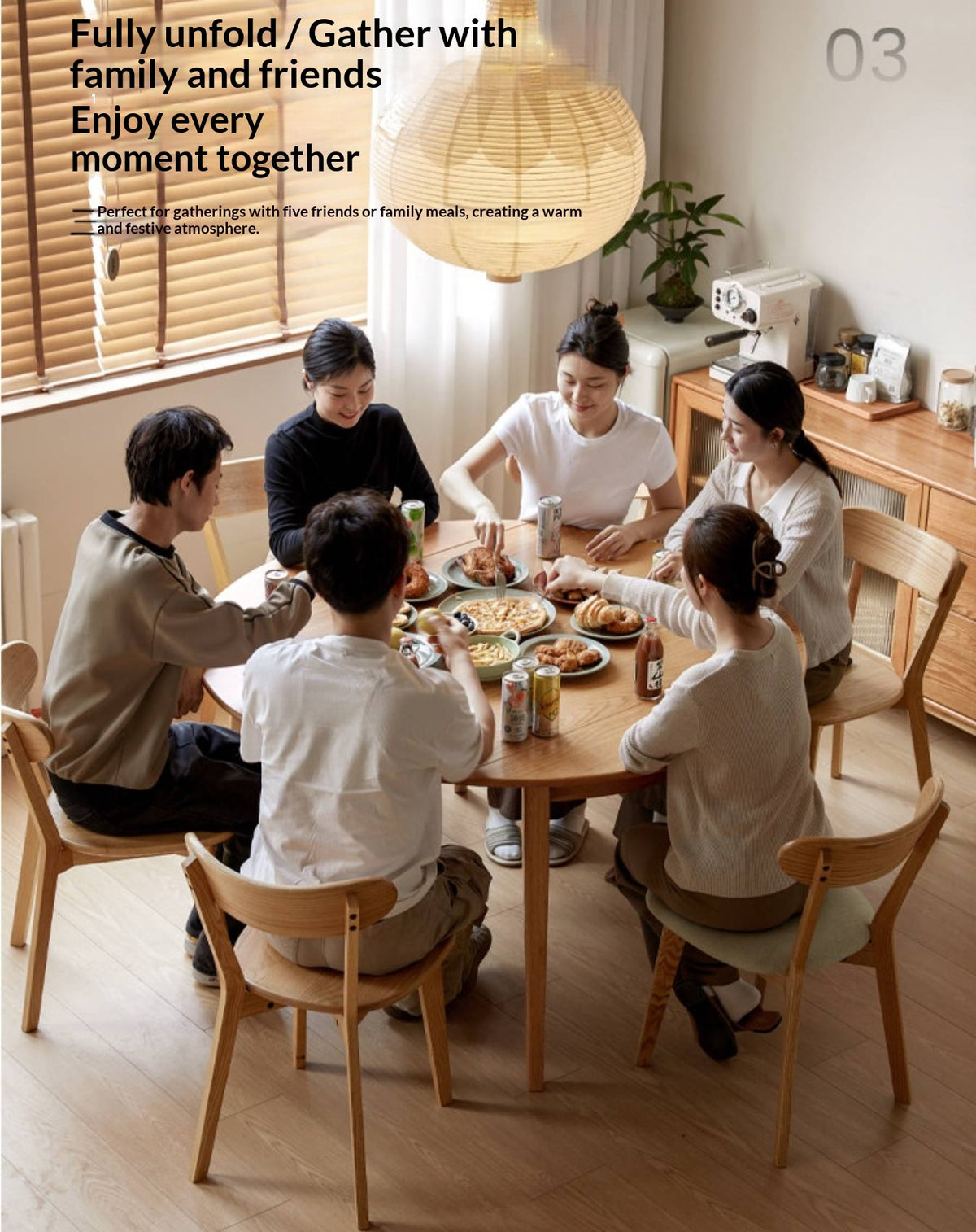 Oak Solid Wood Folding Dining Table