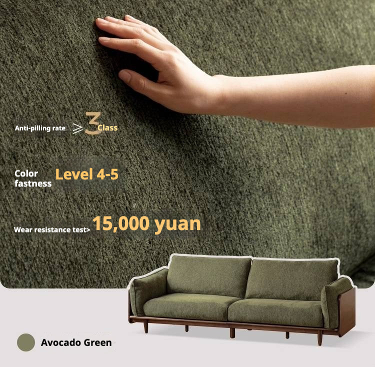 Black Walnut Solid Wood Fabric Sofa