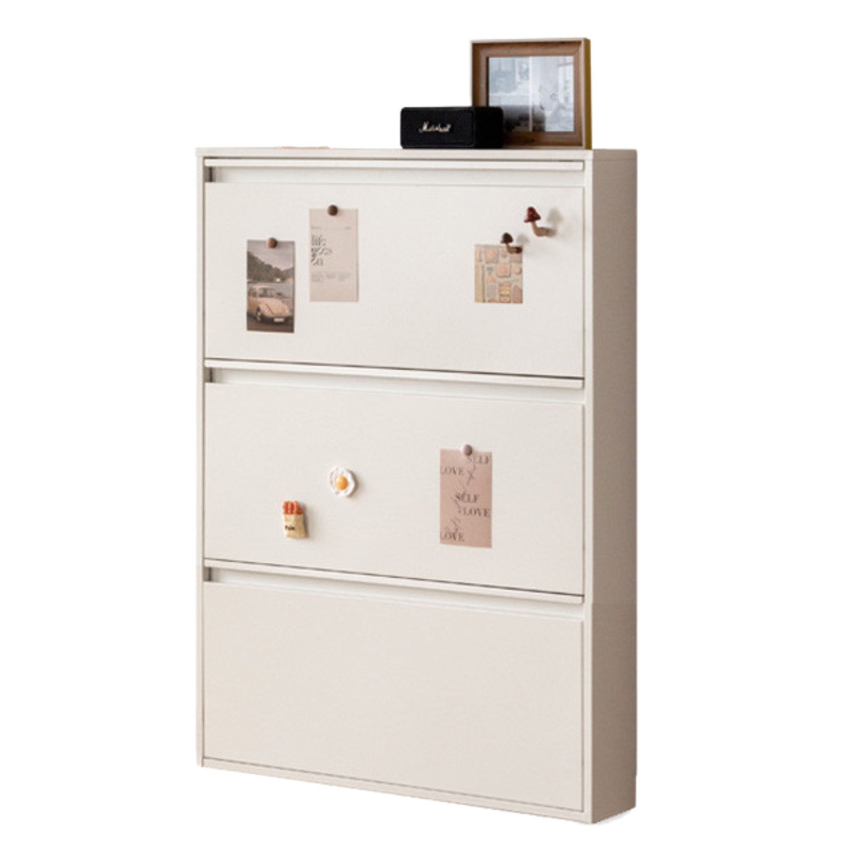 Metal ultra-thin shoe cabinet white modern: