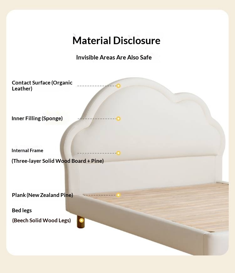 Сream style Organic Leather kid's Cloud Bed<