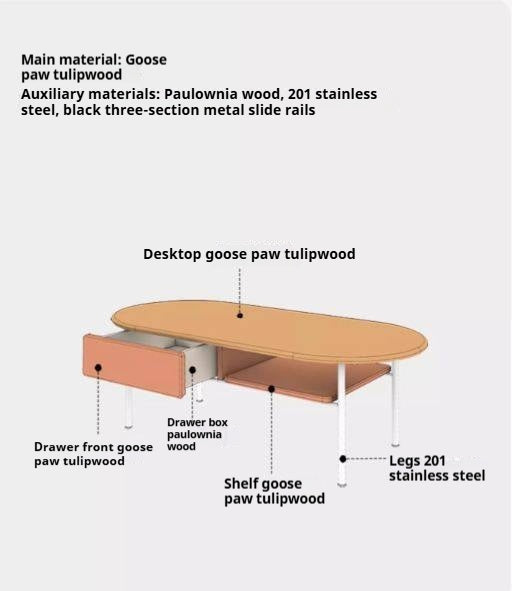 Poplar Solid Wood French Retro Small Storage Coffee Table