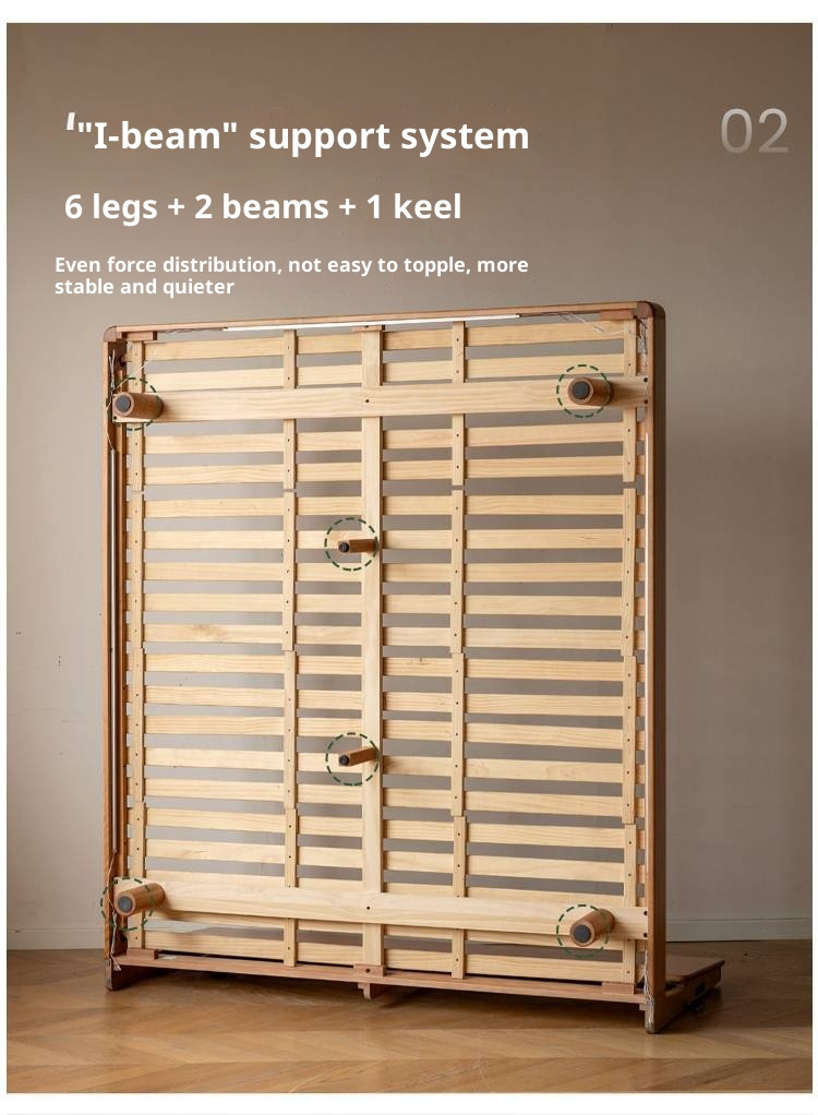 Cherry Solid Wood with Light Floating Bed Retro Simple