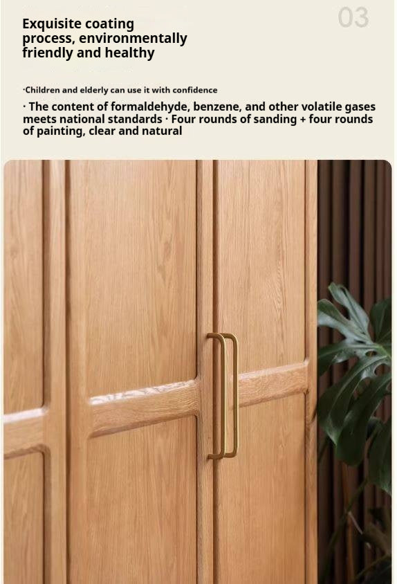 Oak Solid Wood Wardrobe French Retro Style
