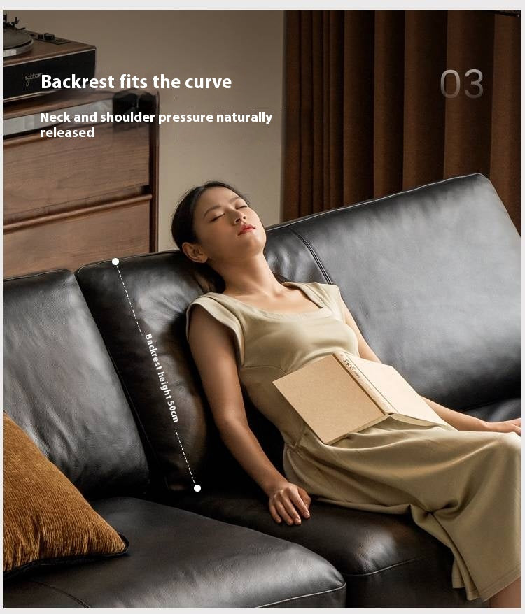 Black Walnut, Ash Solid Wood Wabi Sabi Style Genuine Leather Sofa, fabric sofa