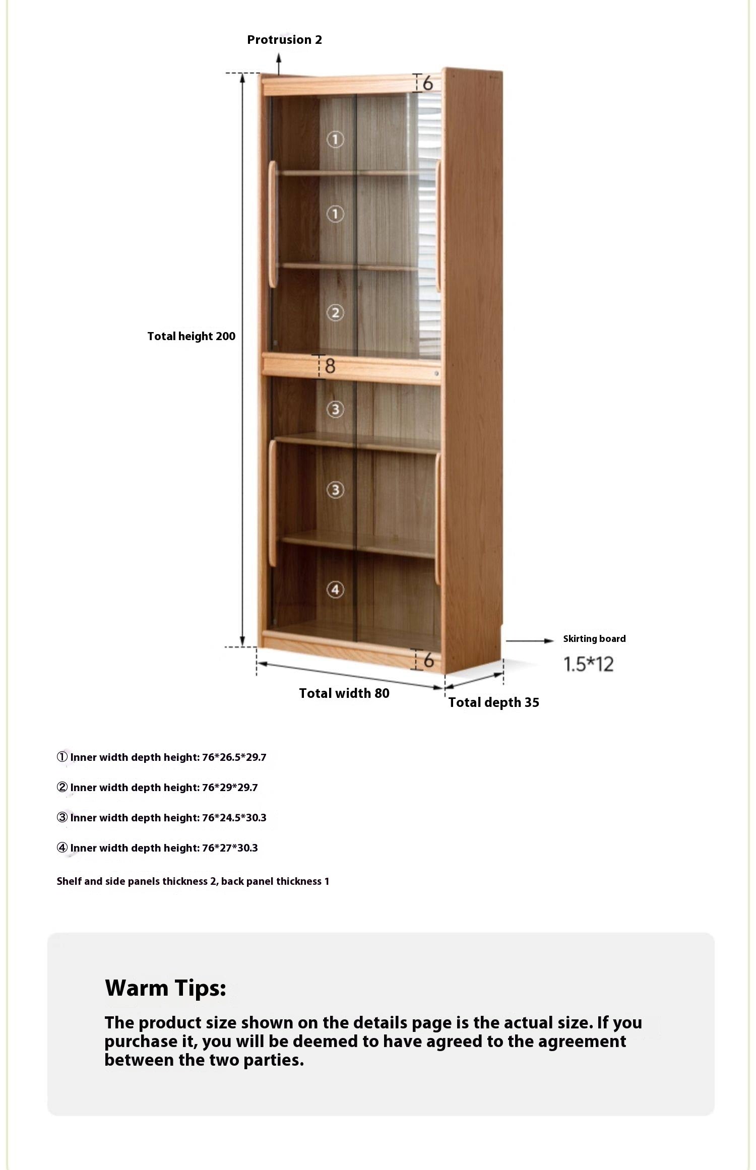 Oak Solid Wood Modern Bookcase