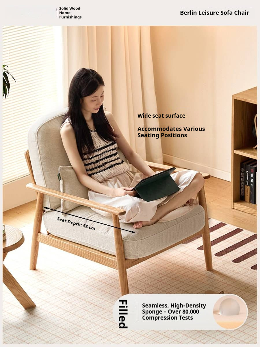 Oak Solid Wood Scandinavian Casual armChair