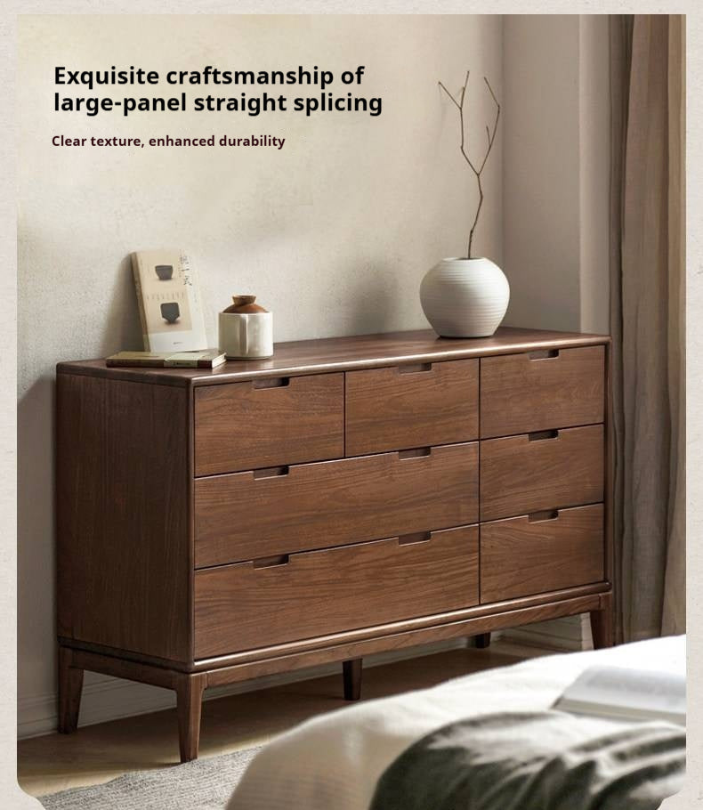 Ash Solid Wood Storage Cabinet Against the Wall