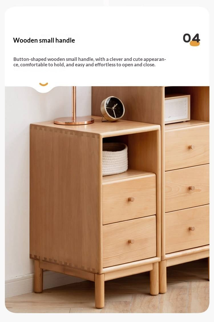 European Beech Solid Wood Storage Side Cabinet Combination