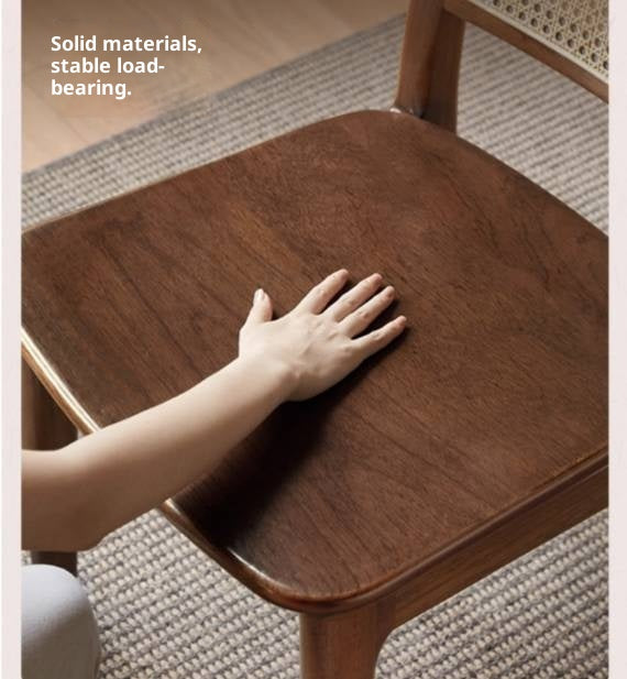 Set 4 pcs Black Walnut, Oak, Beech, Sandalwood Solid Wood Retro Rattan Chair