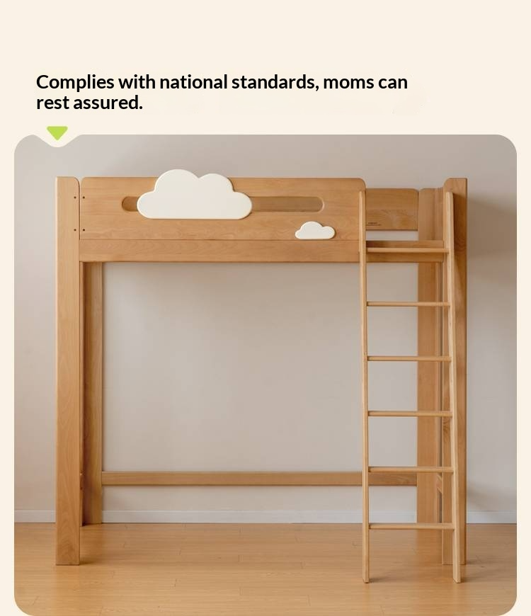 Rubberwood Solid Wood Children's Loft Bed