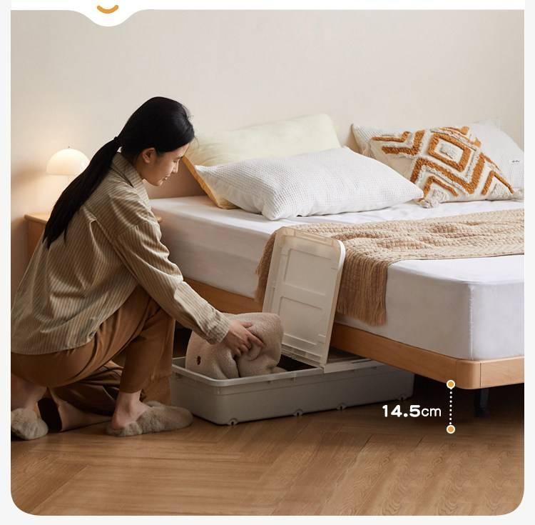 Beech Solid Wood Platform Bed, Headboard-Free Bed, Flush-Edge Floating Bed