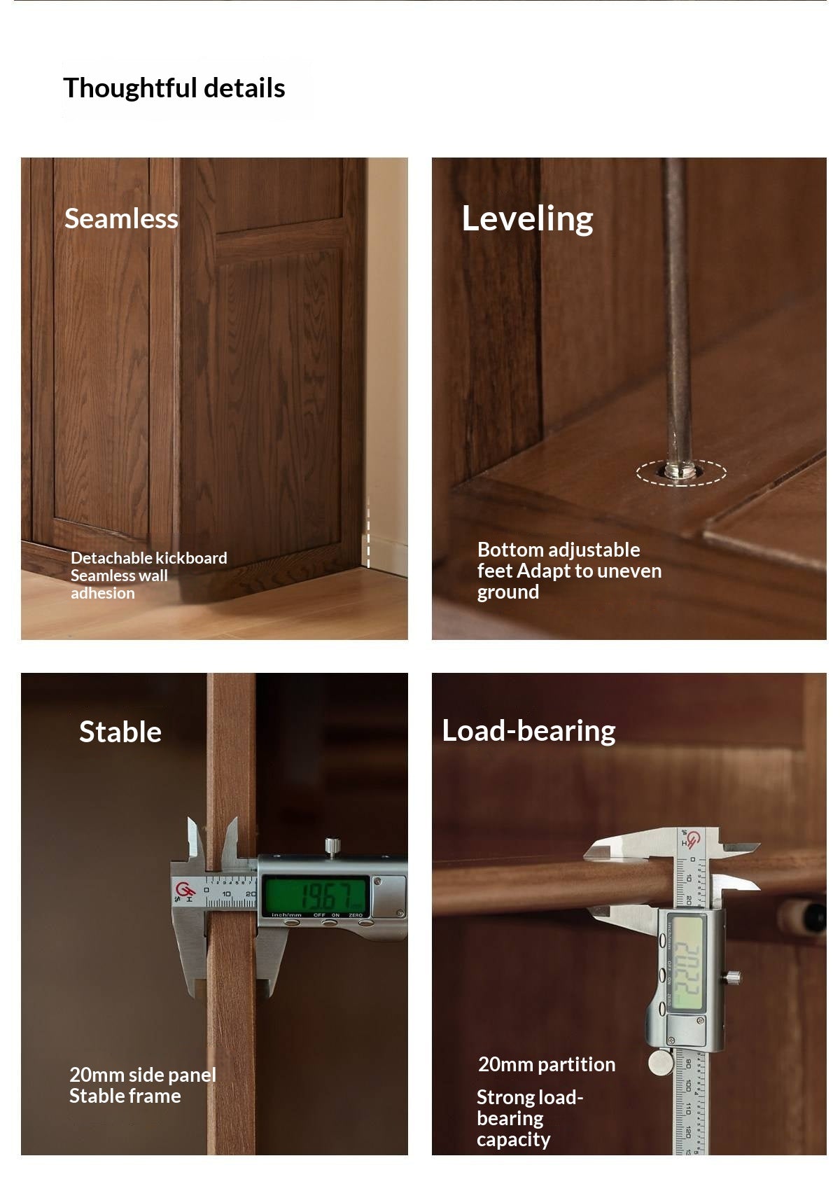 Oak Solid Wood Wardrobe with Recessed Groove Handles