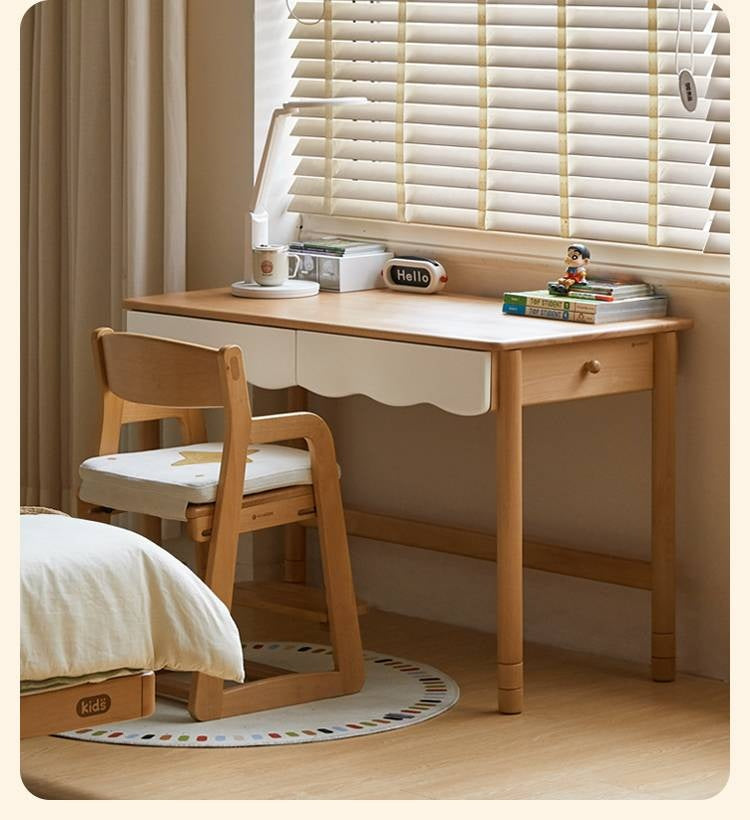 Beech Solid Wood Children's Desk Adjustable Writing Desk