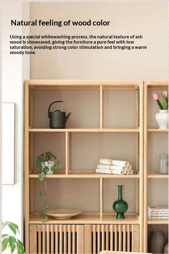 Ash Solid Wood Bookshelf Combined Bookcase Display Cabinet Wall Shelf
