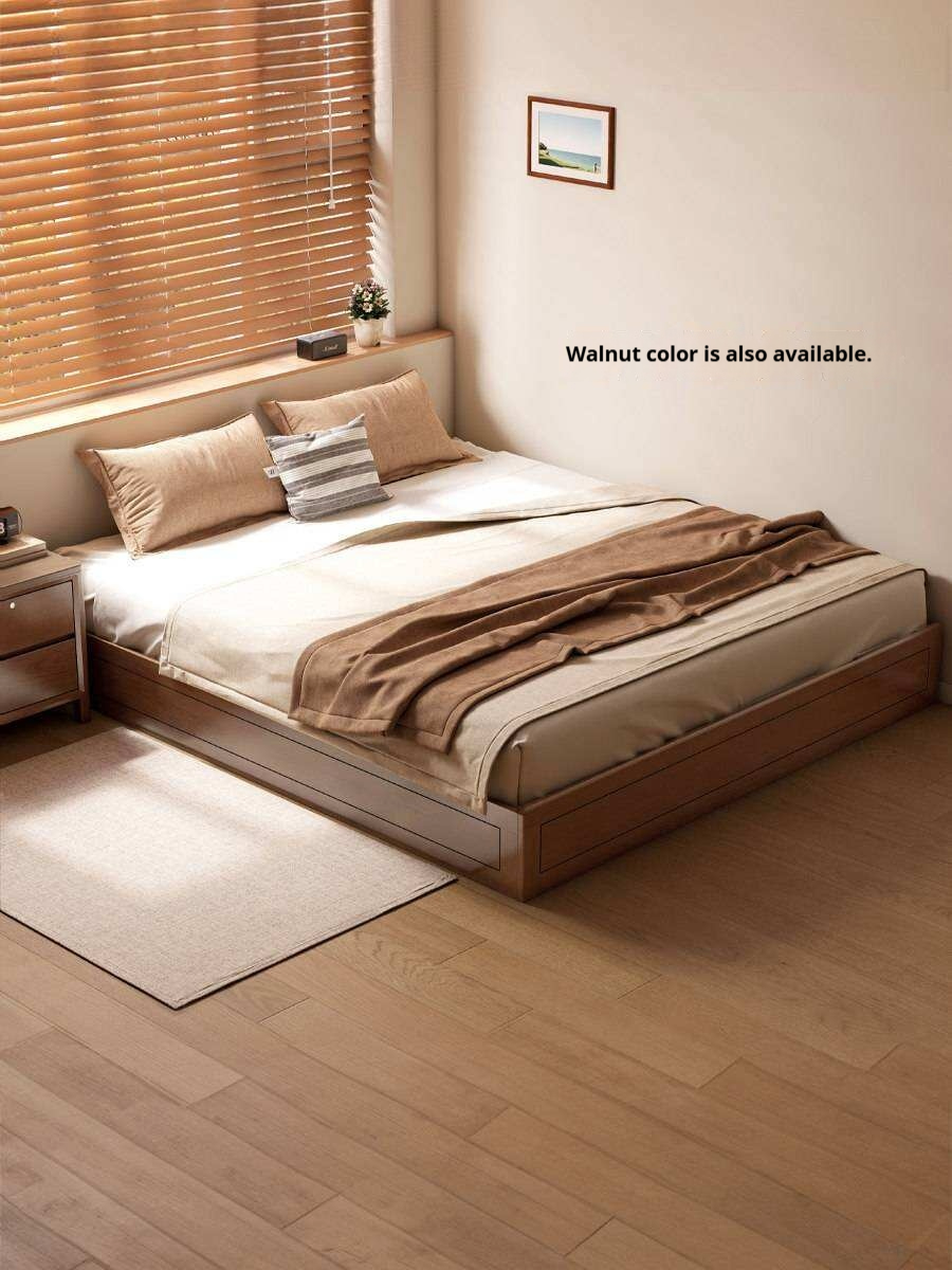 Rubberwood Solid Wood Modern Minimalist Storage Platform Bed