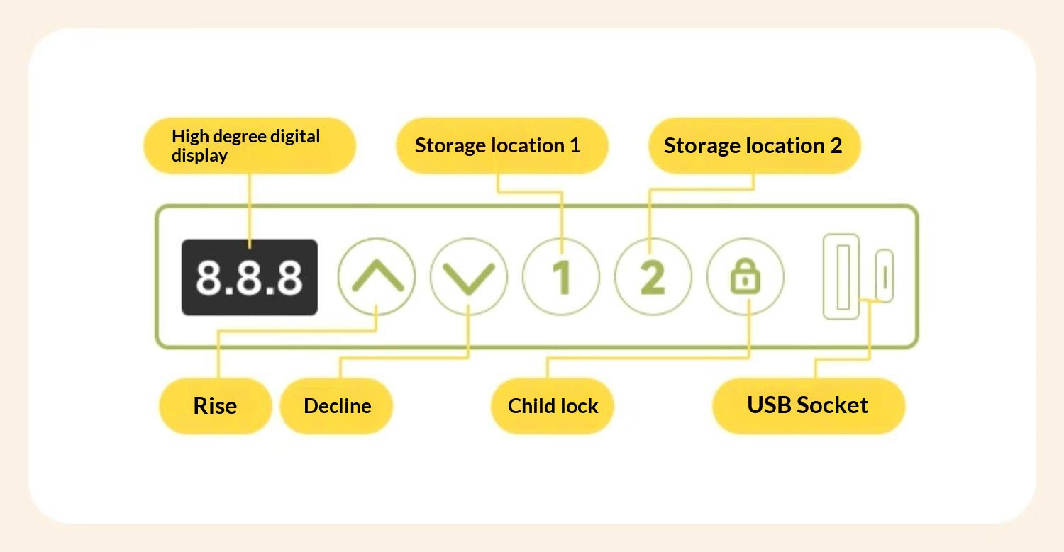 Beech Solid Wood Children's Study Desk with Electric Lift
