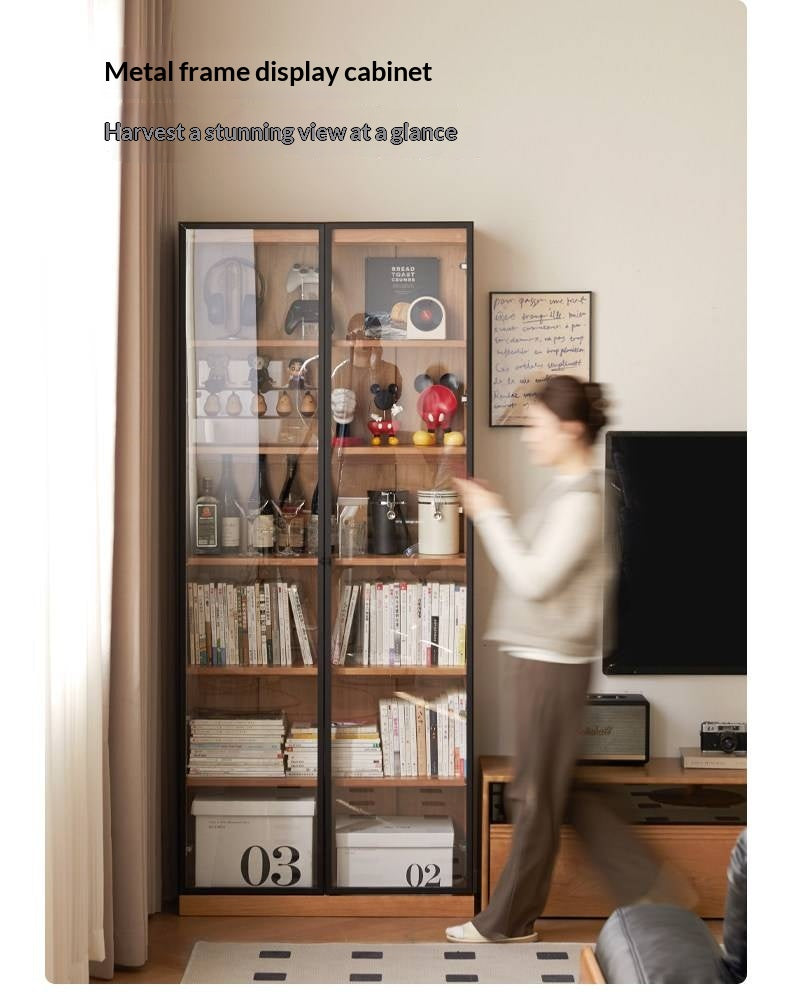 Cherry Solid Wood Floor-Standing Bookcase with Modern Shelving