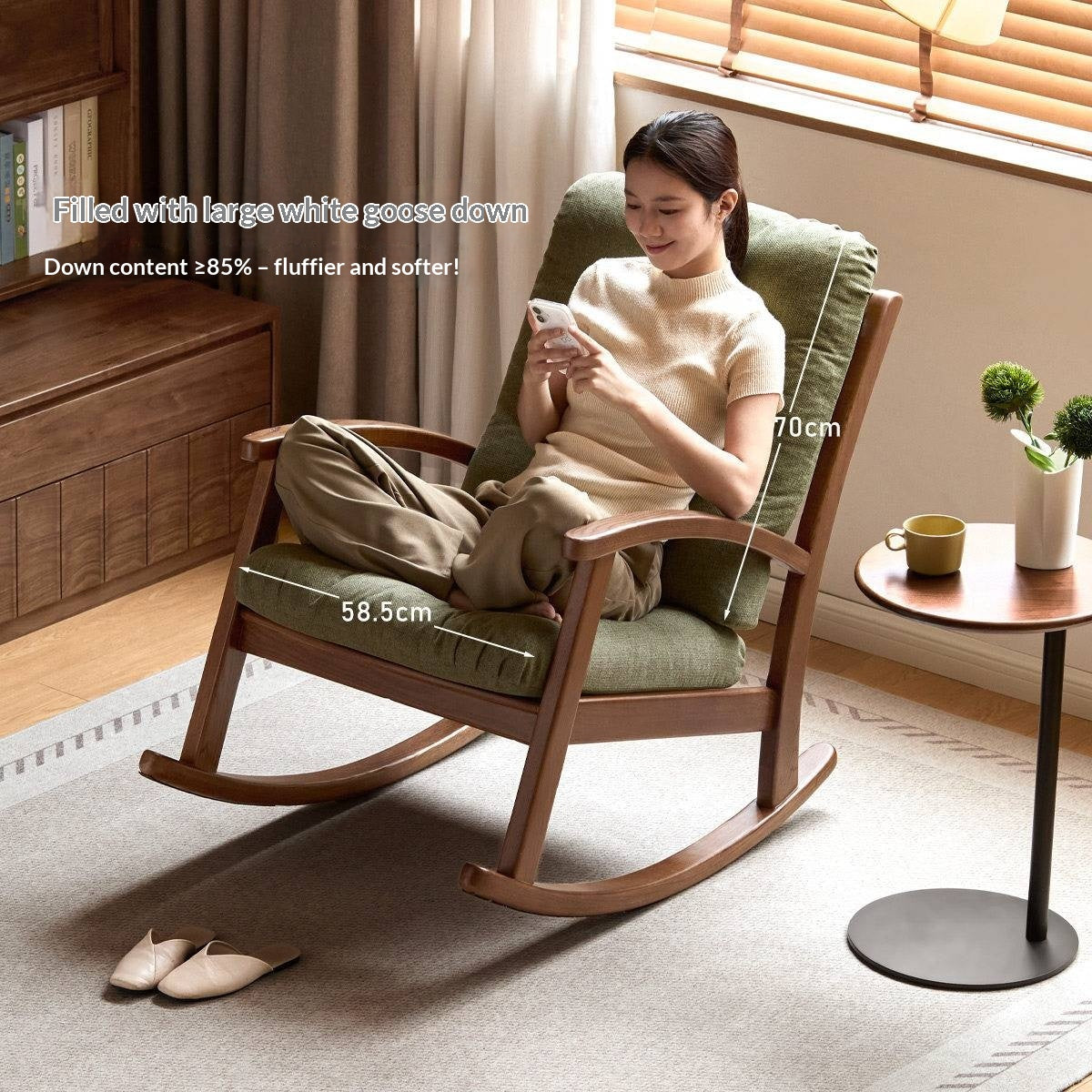 Oak Solid Wood Modern Rocking Lounge Chair