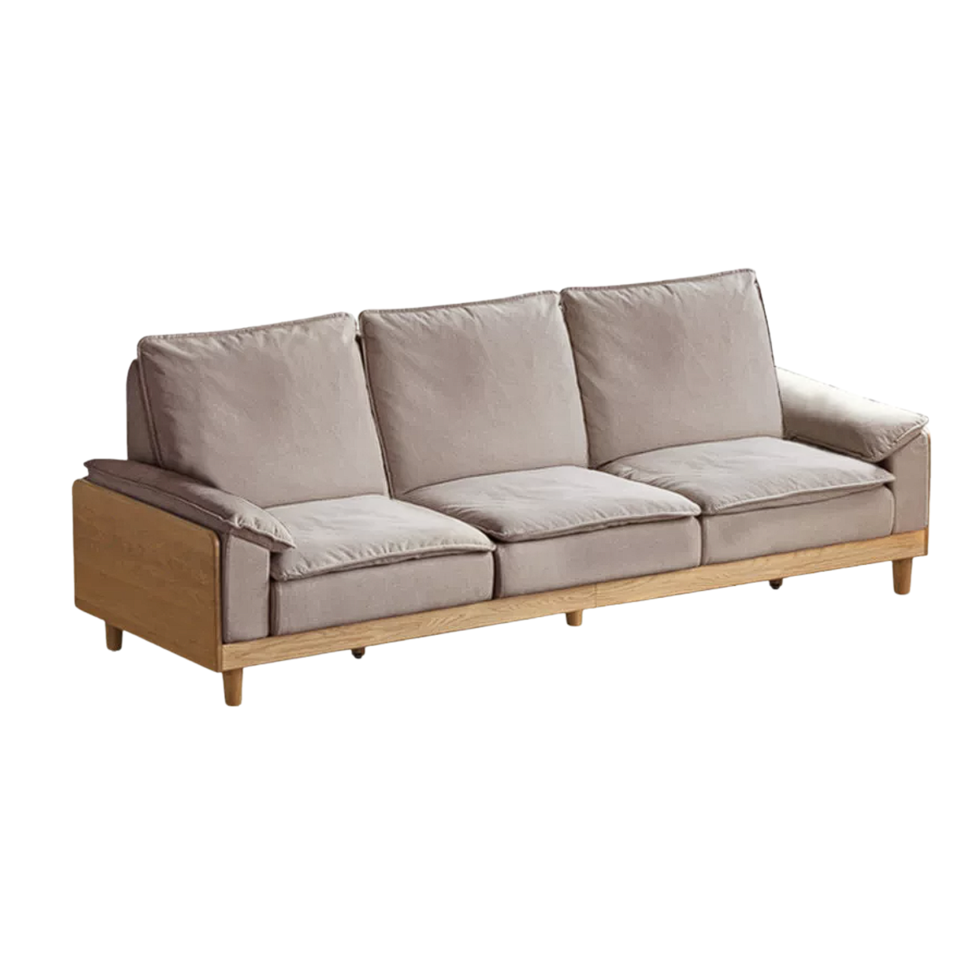 Red Oak, White Oak, Ash Solid Wood Linen Track Arm Sofa