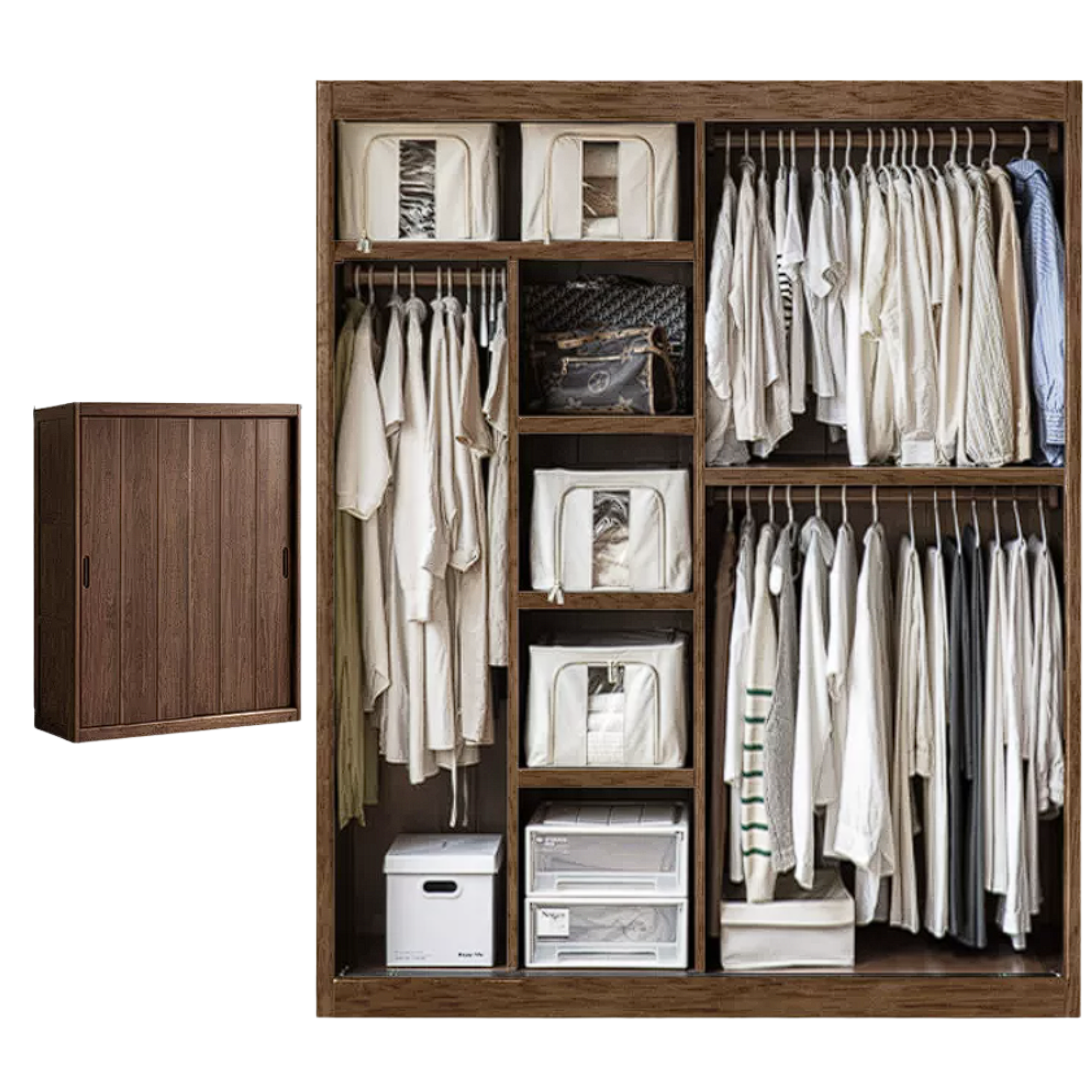 Golden Sandalwood Solid Wood Wardrobe