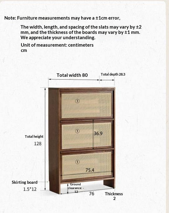 Oak Solid Wood Slim Entryway Shoe Cabinet with Rattan Flip-Down Doors