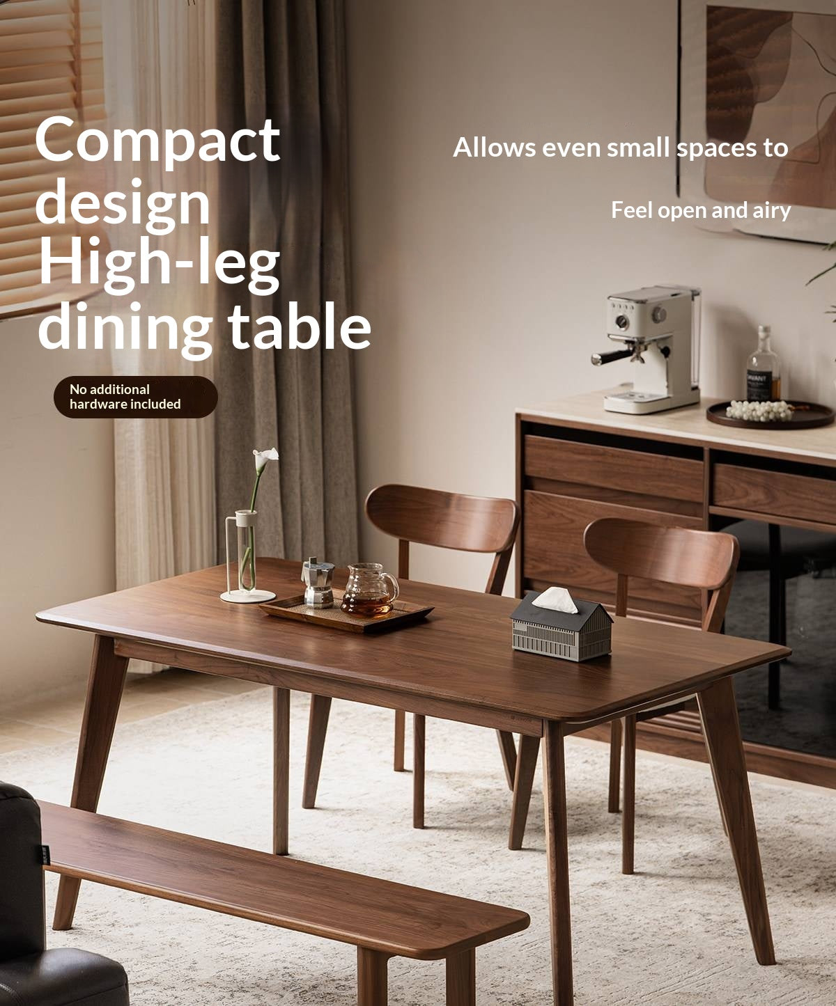 Black Walnut, Golden Pearwood, Sandalwood Solid Wood North American Dining Table