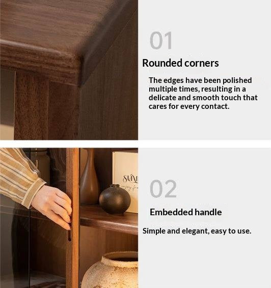 Oak Solid Wood Side Cabinet with Skeleton Line