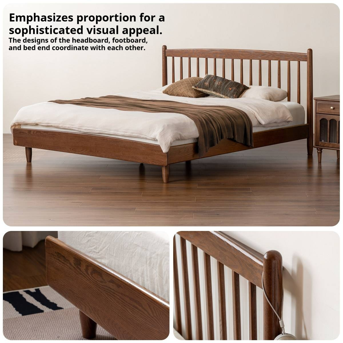 Oak Solid Wood Modern Simple Bed