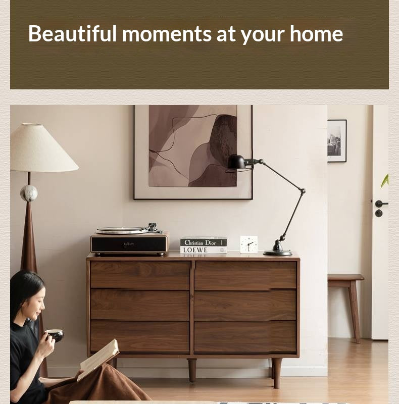 Black Walnut Solid Wood Vintage Style Chest of Drawers